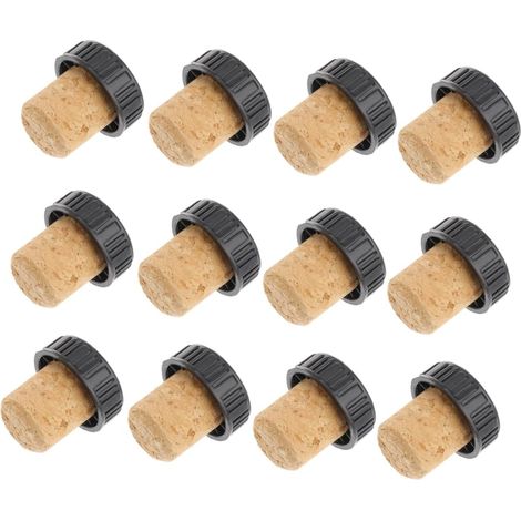 12 bouchons liège, bois/plastique pour bouteilles et bocaux (1/5)