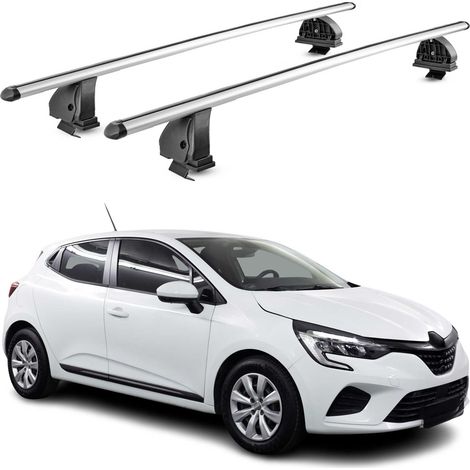 OMAC Barres de toit transversales en aluminium pour Renault Clio V 2019-2026 – TÜV / DIN 75302:2019 – Antivol inclus – Charge max 75 kg – 2 barres – Gris (1/4)