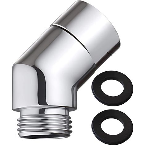 Adaptateur de douche à 135° avec 2 joints en caoutchouc, rallonge de pommeau de douche en laiton massif, adaptateur G1/2" (rotatif) (1/5)
