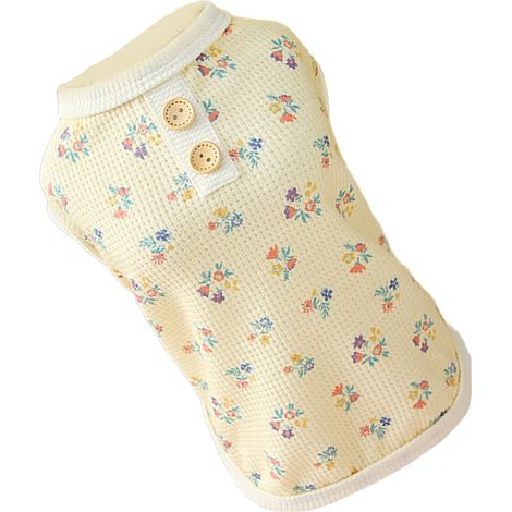 Chemise Pour Chien - Motif Floral Jaune Pâle - Vêtement Sans Manches En Polyester - Taille M (1/5)