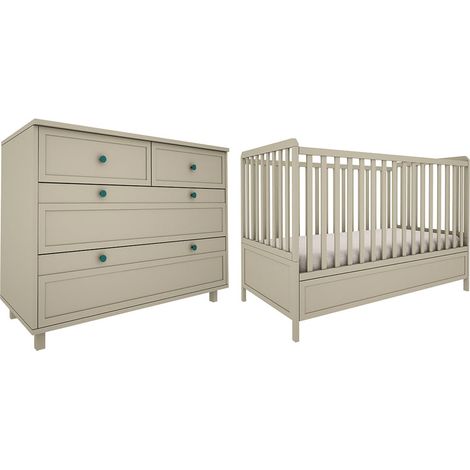 Lettino evolutivo 70x140 e cassettiera 4 cassetti Wood Luck Gabriel Verde Eucalipto