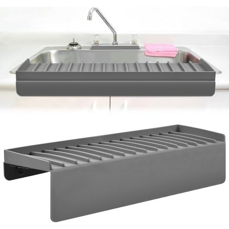 Protection anti-éclaboussures en silicone pour rebord d'évier, tapis de cuisine, bonde inclinée à 5°, pente pour lavabo de salle de bain sur comptoir en granit ou quartz, empêche les éclaboussures d'e (1/5)