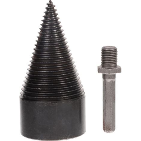 Holzspaltbohrer, Kegelbohrer, 50-mm-Holzspaltbohrer, robustes Werkzeug zum Spalten von Schrauben mit Kegelform und 3 Bohrgriffen, quadratisch/rund/sechseckig (1/3)