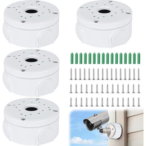 Lot de 4 Boîte de Jonction pour Caméra Bullet de Surveillance, Plastique, Blanche, Étanche (1/5)