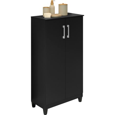Armoire Multifonctions 2 portes 4 Niches Noire L 63.7 H 121.2 P 33.5 cm (1/5)