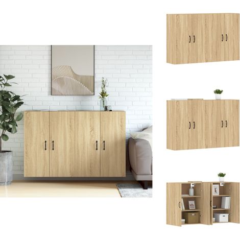 Armoires murales 2 pcs chêne sonoma bois d'ingénierie - Armoire Murale - Meuble De Rangement - Buffet - Commode - Étagère Murale (1/5)
