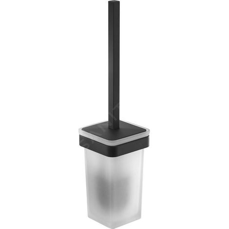 Sapho Gedy Samoa - Brosse WC murale, avec support, verre mat/noir mat A83314 (1/5)
