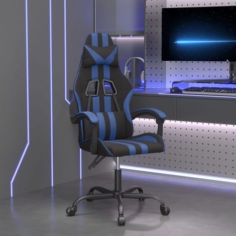 Gaming-Stuhl Drehbar Schwarz und Blau Kunstleder