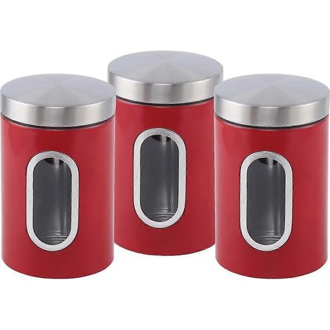 Ensemble de 3 boîtes de rangement en acier inoxydable pour thé, café, sucre et céréales, noix, boîtes de conservation, (1/5)