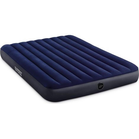 Intex 64759 - Materasso Gonfiabile Dura-Beam Classic Downy Matrimoniale, PVC, Blu, 152x203x25 cm