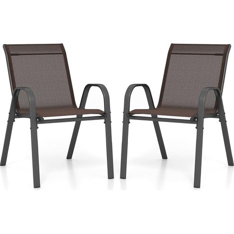 Set di 4 sedie da giardino impilabili 83 x 67 x 55 cm comfort ergonomico design moderno acciaio marrone 200012592