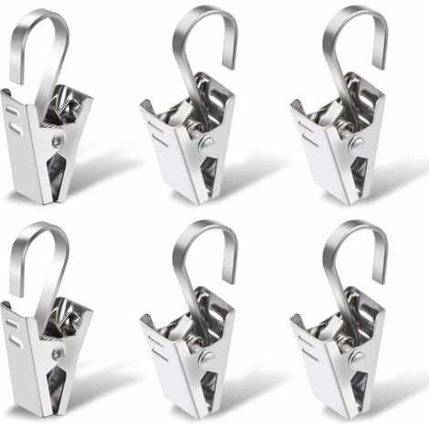 Anneaux Rideaux avec Pince, 100 Pièces Acier Inoxydable Accroche Rideau Anneaux à Pince pour La Décoration De La Fenêtre De La Maison Photos Artisanat, Argent (1/5)