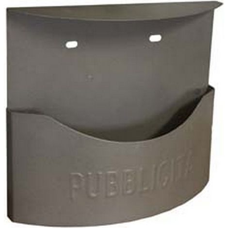 1PZ CASSETTA RACCOGLI PUBBLICITA IN METALLO "MARSUPIO" GRIGIO GHISA - cm.35x14x36h. colore grigio ghisa