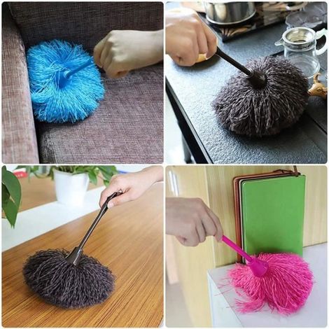 3PCS Brosses à épousseter en microfibre, Mini brosse à épousseter lavable pour le dépoussiérage - Bleu Rouge Marron (1/4)