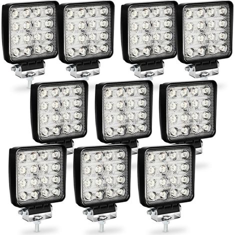 EINFEBEN 10PCS 48W Phare de Travail Carre a Leds DC 12V 24V Quad Camion Bateau Tracteur Offroad Imperméable (1/4)