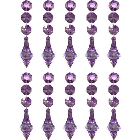 Set di 10 prismi di cristallo, pendenti in acrilico e vetro, design a cono irregolare, ideali per lampadari e decorazioni per finestre. (1/5)