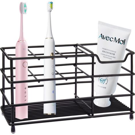 Support mural sans perçage pour brosses à dents avec 7 compartiments, en acier inoxydable pour salle de bain, modèle électrique (1/5)