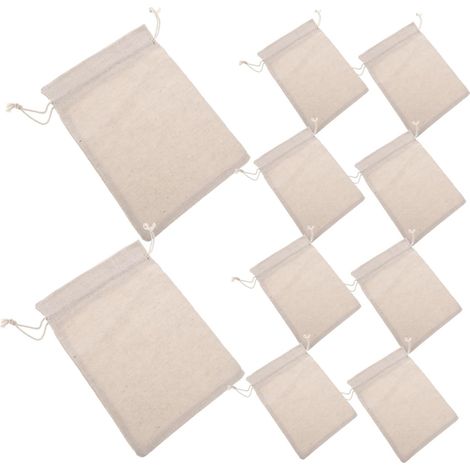 Cotton Bags 15x20 cm Drawstring 10 Count Beige for Party