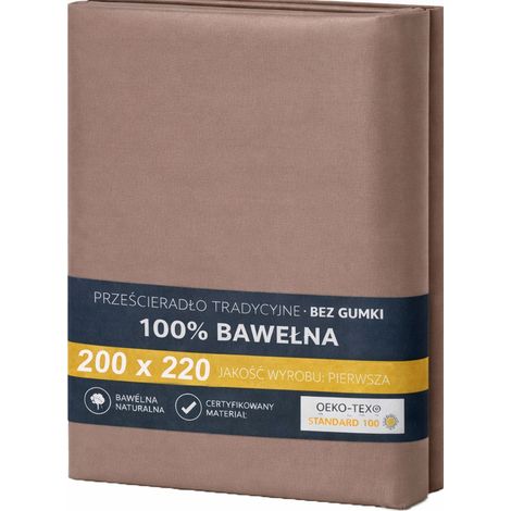 Sábana bajera tradicional 100% algodón 200x220 cm color capuchino/beige (1/5)
