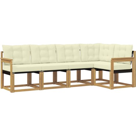 Set di divani da esterno con cuscino 5 pcs Bianco e Crema vidaXL