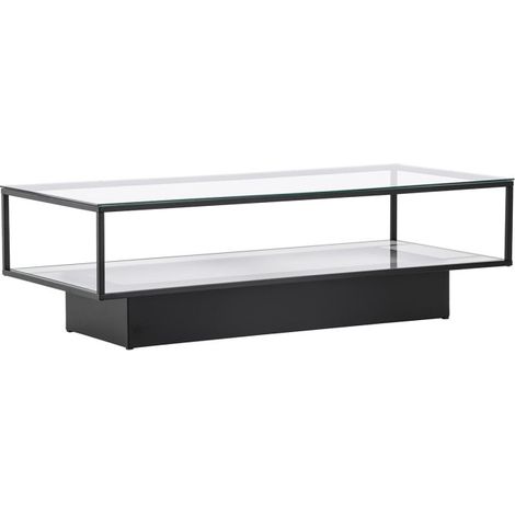 Table Basse Design en Verre "Maglehem" 130cm Noir (1/5)