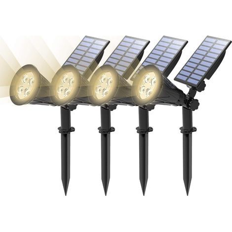 LED Solaire Projecteur, Lampe Solaire Extérieur, Solaire Projecteur, Extérieur sans Fil Etanche IP65 Lampe Jardin avec 180° Réglable Spot Solaire Extérieur pour Jardin, Cour, Chemin,Allé(4 Pack)-Fei Y (1/5)