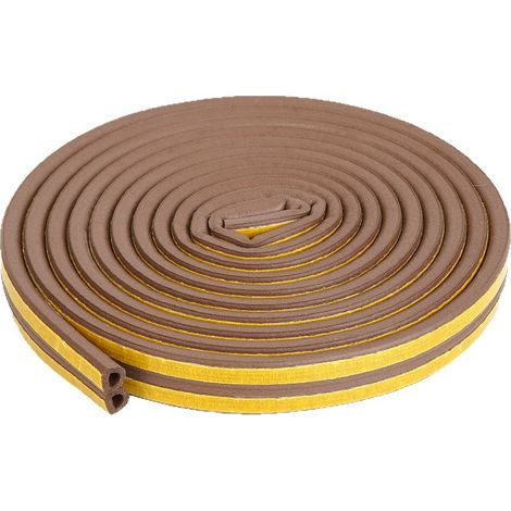 Tür- und Fensterdichtungsband aus Gummi – selbstklebend, Schaumstoff, Schalldämmung, Klebestreifen (9 mm x 6 mm/6 m, braun)