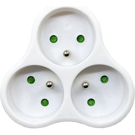 TRIPLITE- Multiprise électriques 2 pôles avec Terre 3 sorties Frontales - 16 A triangulaire Blanc (1/5)