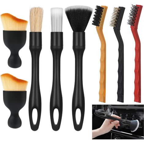 8PCS Pinceau Detailing Auto, Automatique de Voiture Détail Brosse, Pinceaux Nettoyage Voiture, Automatiques Pinceaux de Détail, pour Tableau de Bord,Bouches Daération,Intérieur (1/4)
