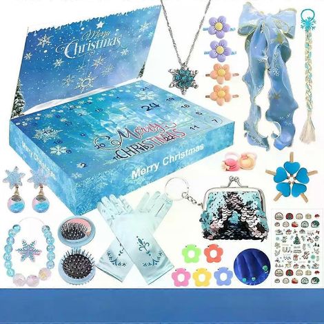 Calendrier de l'Avent de Noël, coffret de déguisement de princesse, accessoires pour cheveux et bijoux à faire soi-même, barrettes à cheveux, calendrier de compte à rebours de 24 jours, cadeau de Nouv