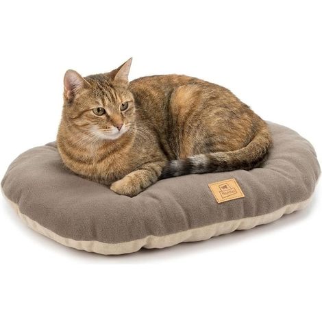 1 - Coussin Chien - Tapis Chat - Micropolaire Doux - Lavable Machine 30 Degrés - Pour Niche Et Voiture - Taupe - 55x36cm (1/5)