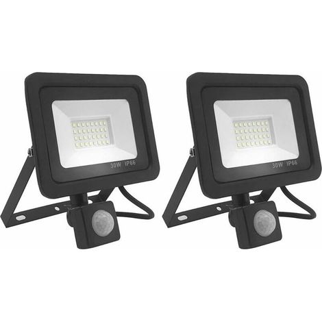 Lot de 2 Projecteur LED 30W avec Détecteur de Mouvement, 2700LM, 6000K, IP66 Etanche, Spot Projecteur Extérieur à LED (1/5)