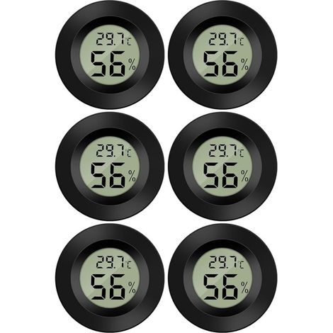 Confezione da 6 mini termometro igrometro digitale LCD - Display di temperatura e umidità per ufficio, cucina, umidificatori e incubatori (1/4)