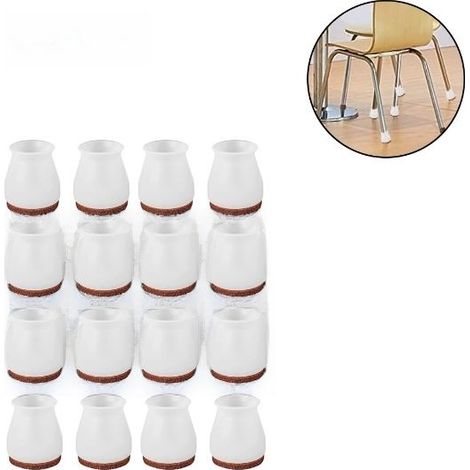 Stuhlbeinschoner – 16 Stück aus elastischem Silikon mit 5 mm Filzrückseite – Für runde, quadratische oder unregelmäßig geformte Beine – Durchmesser 3 bis 4,5 cm (1/5)