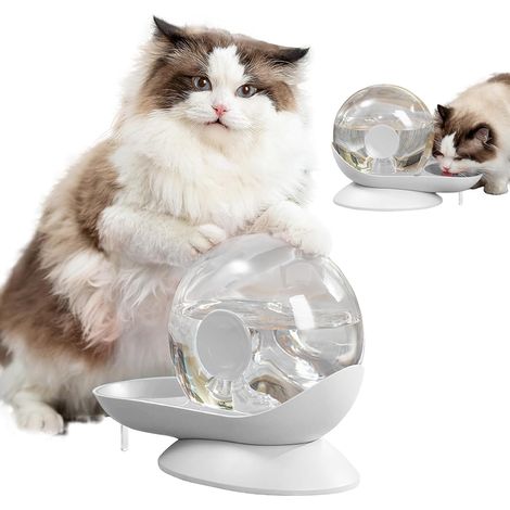 Fontaine à eau automatique pour chat - 2,8 l - Distributeur d'eau pour animaux de compagnie - Grand bol à boire - Sans électricité (30,4 cm x 15,5 cm x 24 cm) - Gris (1/5)