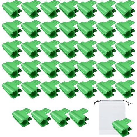 Lot de 40 clips pour serre de jardin,clips pour tube d'ombrage de jardin et 1 sac à cordon pour support saisonnier des plantes, filet à oiseaux, filet de jardin, accessoires en tissu d'ombrage (11 mm) (1/5)