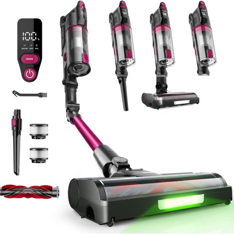 Aspirateur Balai sans Fil 60KPa/50Min/120㎡, Tube Pliable, Autoportant à Brosse Anti-Enchevêtrement, Lumière Verte, Aspirateur à Main Puissant pour Sol Dur/Moquette/Poils Animaux/Voiture (1/5)