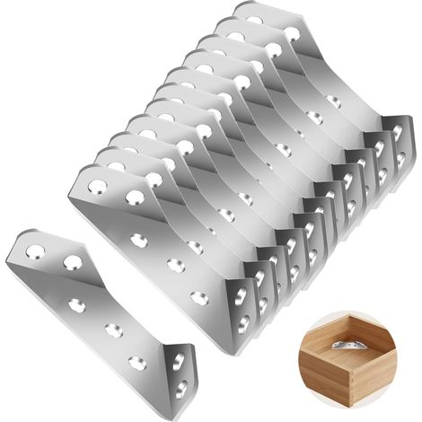 12pcs Equerre Metal Inox 0.9cm avec Vis pour Fixation Meuble et Etagere (1/5)