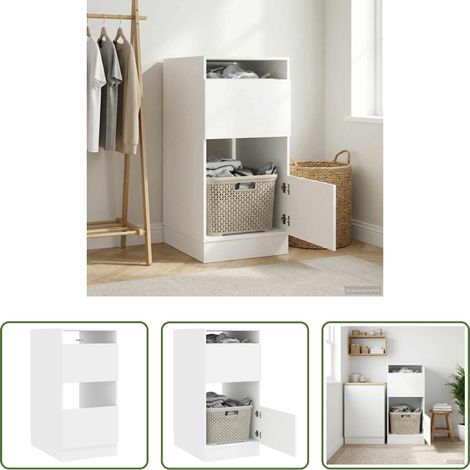 Holzwerkstoff - Wäscheschrank mit Speicher Weiß 50 x 68 x 102 cm Holzwerkstoff (1/5)