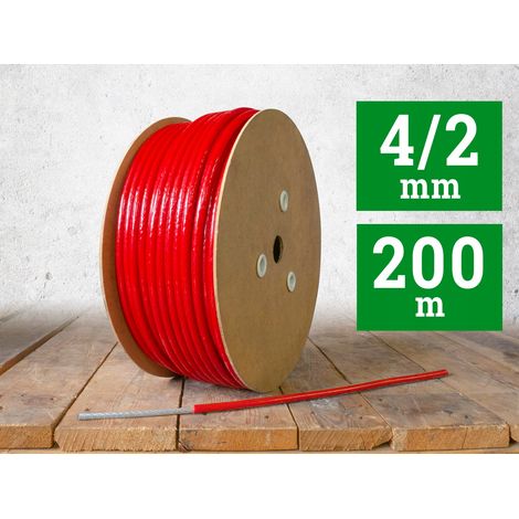 Cavo in acciaio rivestito in PVC 2/4 mm 200 m rosso 1x19 (1/5)