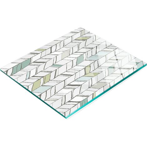 Tablero decorativo multifuncional de vidrio templado con dise帽o de espiga, 60x52 cm.