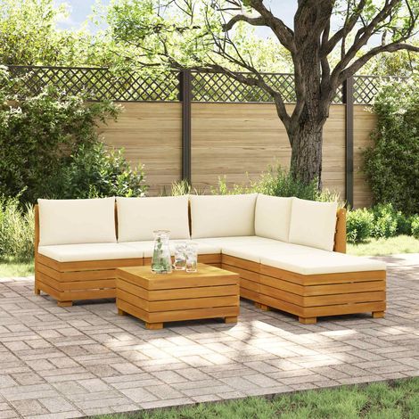 Teenpull – Outdoor-Sofagarnitur mit Kissen 6 Stück Braun Massivholz Akazie (1/5)