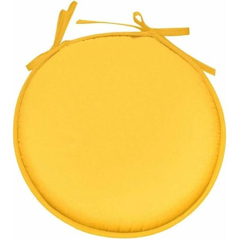 Galette de chaise jaune ronde en polyester (1/2)