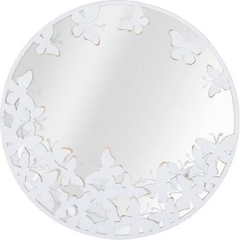 Specchio da parete farfalle in ferro color bianco per bagni e camere da letto (1/5)