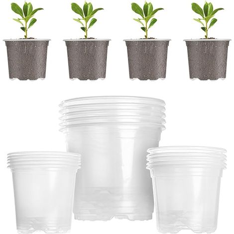 Transparent Orchid Pots, 9/10/13 cm Transparent Plant Pots, Flower Pots, Transparent Plastic Pots for Seedlings Orchids Saucers Cactus (1/5)