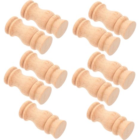 Lot de 10 Fuseaux en Bois de Hêtre Non Verni, Balustres Décoratifs pour Escalier Intérieur, Style Rétro, Support de Cheminée, Artisanat et Décoration Maison (1/5)