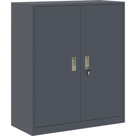 Armadio contenitore moderno design industriale 90 x 40 x 105 cm con ante chiudibili a chiave e grande capacità in acciaio antracite 020054823