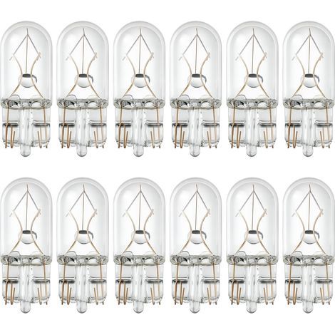 12 ampoules T10 halogène 12V, éclairage voiture intérieur, feu de position et plaque d'immatriculation (1/4)