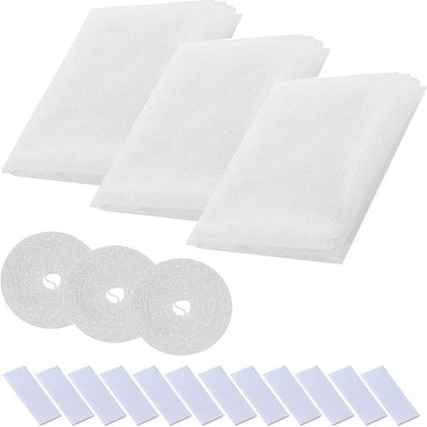 Moustiquaire autocollante – 150 x 200 cm – Blanche – Pour fenêtres – Lot de 3 (1/5)