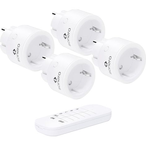 Ensemble de prises radio SONERO S-RCS104, 1 émetteur, 4 récepteurs, blanc (1/5)